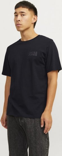 Jack & Jones CORP Logo T-Shirt Black w Small Black Print - Pólók - Nagyméretű pólók - 2XL-14XL