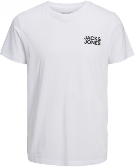 Jack & Jones CORP Logo T-Shirt White w Small Black Print - Pólók - Nagyméretű pólók - 2XL-14XL