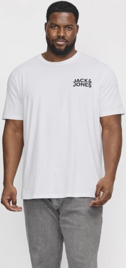 Jack & Jones CORP Logo T-Shirt White w Small Black Print - Pólók - Nagyméretű pólók - 2XL-14XL