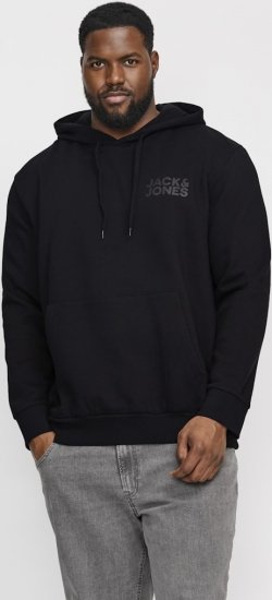 Jack & Jones CORP LOGO Small Print Hoodie Black - Pulóverek & kapucnis pulóverek - Pulóverek & Kapucnis pulóver 2XL-12XL