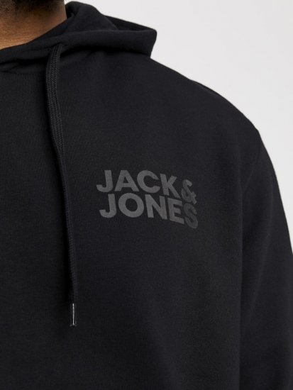 Jack & Jones CORP LOGO Small Print Hoodie Black - Pulóverek & kapucnis pulóverek - Pulóverek & Kapucnis pulóver 2XL-12XL