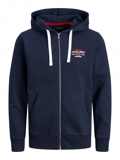 Jack & Jones JJSTAMP ZIP Hoodie Navy - Pulóverek & kapucnis pulóverek - Pulóverek & Kapucnis pulóver 2XL-12XL