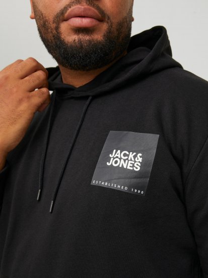 Jack & Jones JJLOCK SWEAT HOOD Black - Pulóverek & kapucnis pulóverek - Pulóverek & Kapucnis pulóver 2XL-12XL