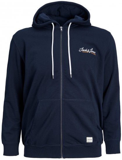Jack & Jones JORPAUL TONS ZIP Hoodie Navy - Pulóverek & kapucnis pulóverek - Pulóverek & Kapucnis pulóver 2XL-12XL
