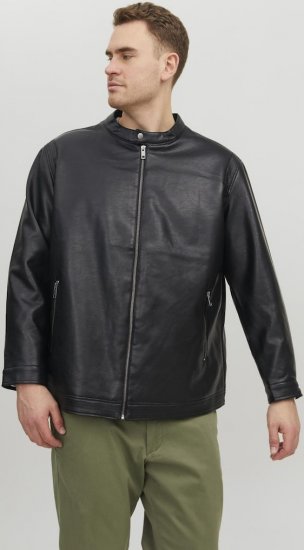 Jack & Jones Rocky Urban Rider Leather Jacket Black - Kabátok - Nagyméretű Kabátok - 2XL-8XL