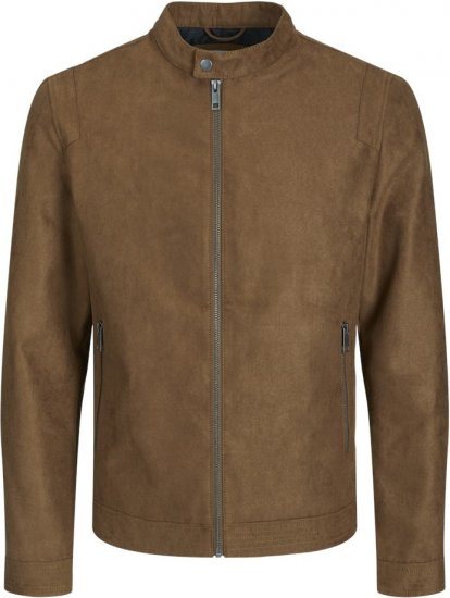 Jack & Jones Rocky Urban Rider Leather Jacket Brown - Kabátok - Nagyméretű Kabátok - 2XL-8XL