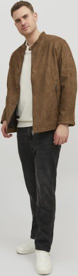 Jack & Jones Rocky Urban Rider Leather Jacket Brown - Kabátok - Nagyméretű Kabátok - 2XL-8XL