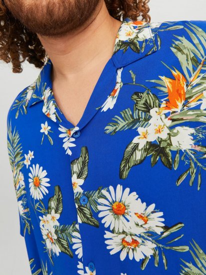 Jack & Jones JORLUKE FLORES Resort Shirt Nautical Blue - Ingek - Ingek 2XL-10XL