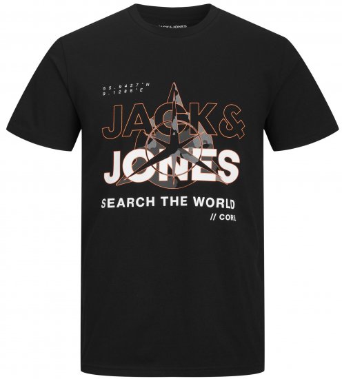 Jack & Jones JCOHUNT T-Shirt Black - Pólók - Nagyméretű pólók - 2XL-14XL