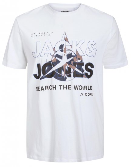 Jack & Jones JCOHUNT T-Shirt White - Pólók - Nagyméretű pólók - 2XL-14XL