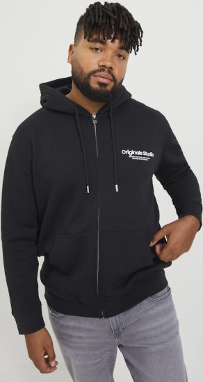 Jack & Jones ESTERBRO Zip Hoodie Black - Pulóverek & kapucnis pulóverek - Pulóverek & Kapucnis pulóver 2XL-12XL