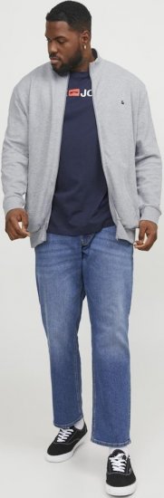 Jack & Jones PAULOS Turtleneck Zip Sweatshirt Light Grey Melange - Pulóverek & kapucnis pulóverek - Pulóverek & Kapucnis pulóver 2XL-12XL