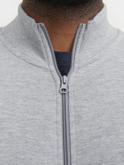 Jack & Jones PAULOS Turtleneck Zip Sweatshirt Light Grey Melange - Pulóverek & kapucnis pulóverek - Pulóverek & Kapucnis pulóver 2XL-12XL