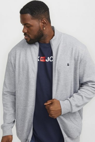 Jack & Jones PAULOS Turtleneck Zip Sweatshirt Light Grey Melange - Pulóverek & kapucnis pulóverek - Pulóverek & Kapucnis pulóver 2XL-12XL