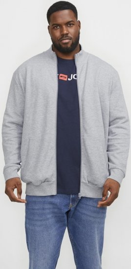 Jack & Jones PAULOS Turtleneck Zip Sweatshirt Light Grey Melange - Pulóverek & kapucnis pulóverek - Pulóverek & Kapucnis pulóver 2XL-12XL