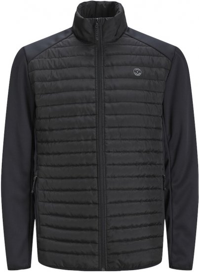 Jack & Jones MULTI SET-IN Sleeves Quilted Jacket With Collar Black - Kabátok - Nagyméretű Kabátok - 2XL-8XL