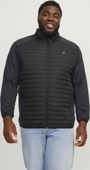 Jack & Jones MULTI SET-IN Sleeves Quilted Jacket With Collar Black - Kabátok - Nagyméretű Kabátok - 2XL-8XL