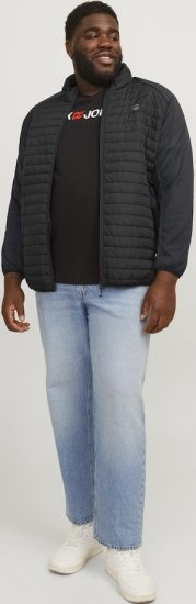 Jack & Jones MULTI SET-IN Sleeves Quilted Jacket With Collar Black - Kabátok - Nagyméretű Kabátok - 2XL-8XL