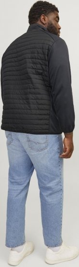 Jack & Jones MULTI SET-IN Sleeves Quilted Jacket With Collar Black - Kabátok - Nagyméretű Kabátok - 2XL-8XL