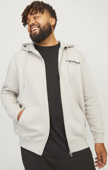 Jack & Jones ESTERBRO Zip Hoodie Light Grey - Pulóverek & kapucnis pulóverek - Pulóverek & Kapucnis pulóver 2XL-12XL