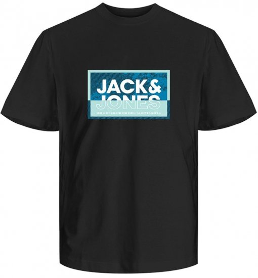 Jack & Jones JCOLOGAN SUMMER PRINT T-Shirt Black - Pólók - Nagyméretű pólók - 2XL-14XL