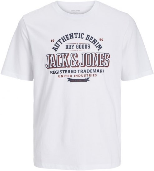Jack & Jones JJELOGO O-Neck T-Shirt White - Pólók - Nagyméretű pólók - 2XL-14XL