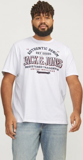 Jack & Jones JJELOGO O-Neck T-Shirt White - Pólók - Nagyméretű pólók - 2XL-14XL
