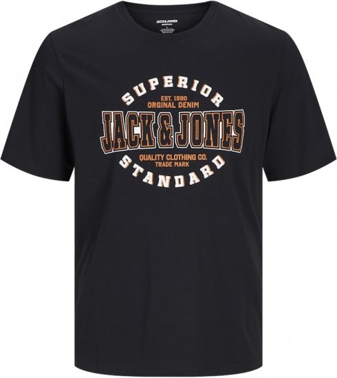 Jack & Jones LOGO O-Neck T-Shirt Black - Pólók - Nagyméretű pólók - 2XL-14XL