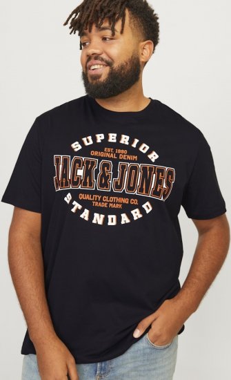 Jack & Jones LOGO O-Neck T-Shirt Black - Pólók - Nagyméretű pólók - 2XL-14XL