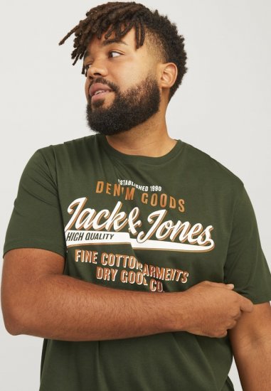 Jack & Jones JJELOGO O-Neck T-Shirt Kombu Green - Pólók - Nagyméretű pólók - 2XL-14XL
