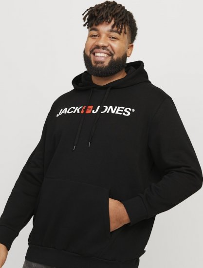 Jack & Jones CORP OLD LOGO REG FIT Hoodie Black - Pulóverek & kapucnis pulóverek - Pulóverek & Kapucnis pulóver 2XL-12XL