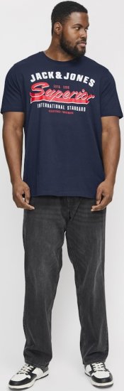 Jack & Jones LOGO O-Neck T-Shirt Dark Blue - Pólók - Nagyméretű pólók - 2XL-14XL