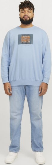 Jack & Jones HUDSON Sweatshirt Chambray Blue - Pulóverek & kapucnis pulóverek - Pulóverek & Kapucnis pulóver 2XL-12XL