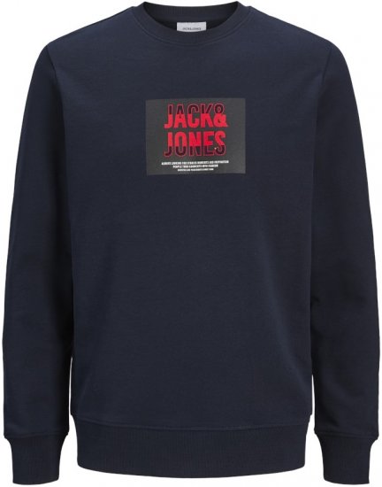 Jack & Jones HUDSON Sweatshirt Navy - Pulóverek & kapucnis pulóverek - Pulóverek & Kapucnis pulóver 2XL-12XL