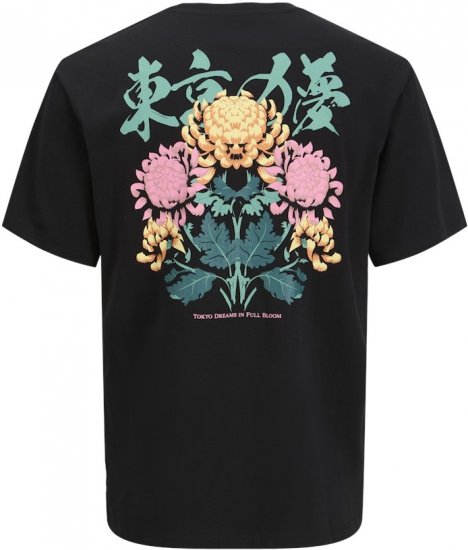 Jack & Jones Dreams Front & Back Print Crew Neck T-Shirt Black - Pólók - Nagyméretű pólók - 2XL-14XL
