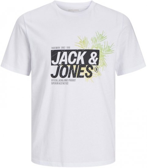  Jack & Jones Jaxon Crew Neck T-Shirt White - Pólók - Nagyméretű pólók - 2XL-14XL