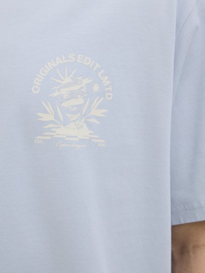 Jack & Jones Bellagio Collage Crew Neck T-Shirt Skyway - Pólók - Nagyméretű pólók - 2XL-14XL