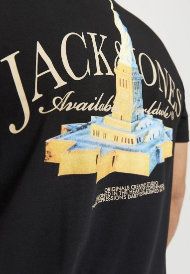 Jack & Jones Boston Photo Crew Neck T-Shirt Black - Pólók - Nagyméretű pólók - 2XL-14XL