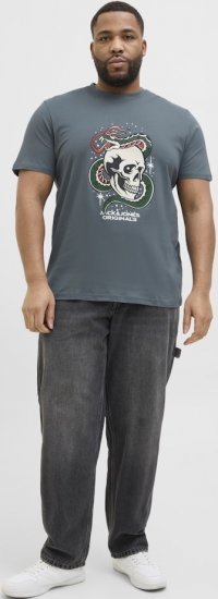 Jack & Jones Anatomy Skull Crew Neck T-Shirt Grey - Pólók - Nagyméretű pólók - 2XL-14XL