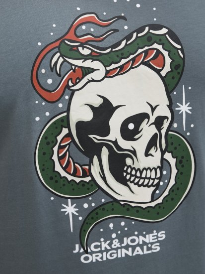 Jack & Jones Anatomy Skull Crew Neck T-Shirt Grey - Pólók - Nagyméretű pólók - 2XL-14XL