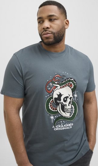 Jack & Jones Anatomy Skull Crew Neck T-Shirt Grey - Pólók - Nagyméretű pólók - 2XL-14XL