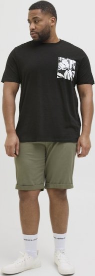 Jack & Jones Split Pocket Print T-Shirt Black - Pólók - Nagyméretű pólók - 2XL-14XL