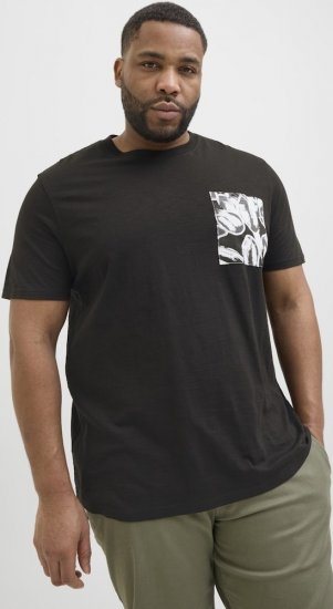 Jack & Jones Split Pocket Print T-Shirt Black - Pólók - Nagyméretű pólók - 2XL-14XL