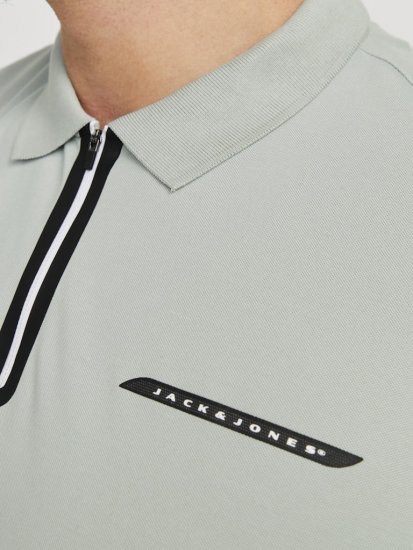 Jack & Jones Fusion Pique Zipper Polo Green/Blue - Pólóingek - Galléros Pólók 2XL-8XL - Pólóingek 2XL-8XL