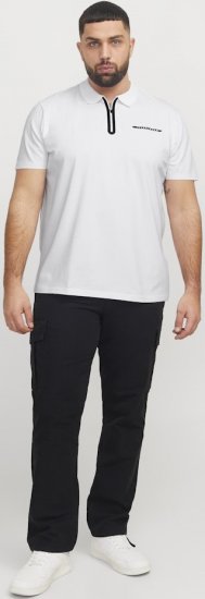Jack & Jones Fusion Pique Zipper Polo Bright White - Pólóingek - Galléros Pólók 2XL-8XL - Pólóingek 2XL-8XL
