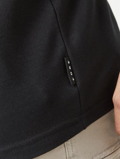 Jack & Jones Fusion Pique Zipper Polo Black - Pólóingek - Galléros Pólók 2XL-8XL - Pólóingek 2XL-8XL