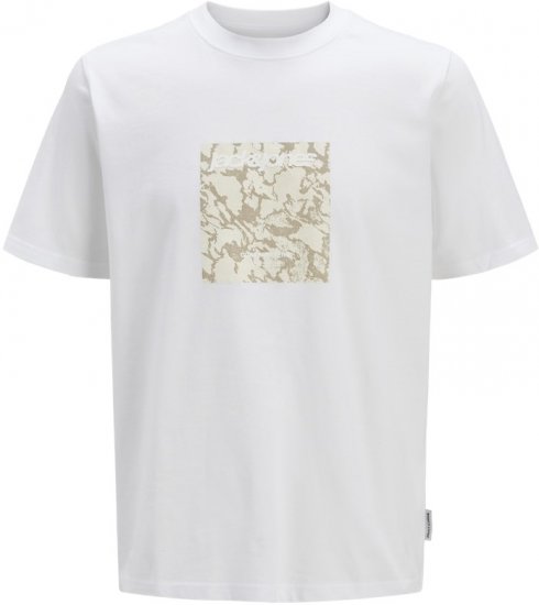 Jack & Jones Tarmac Camo Crew Neck T-Shirt Bright White - Pólók - Nagyméretű pólók - 2XL-14XL