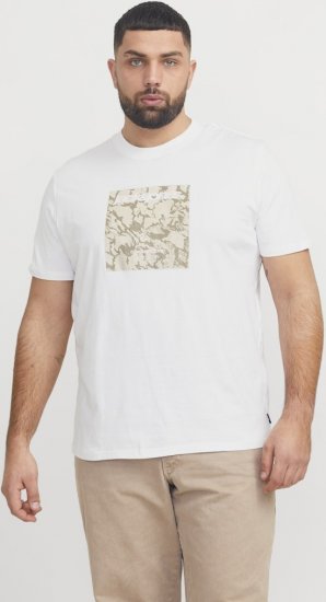 Jack & Jones Tarmac Camo Crew Neck T-Shirt Bright White - Pólók - Nagyméretű pólók - 2XL-14XL
