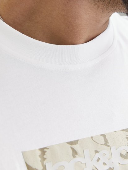 Jack & Jones Tarmac Camo Crew Neck T-Shirt Bright White - Pólók - Nagyméretű pólók - 2XL-14XL