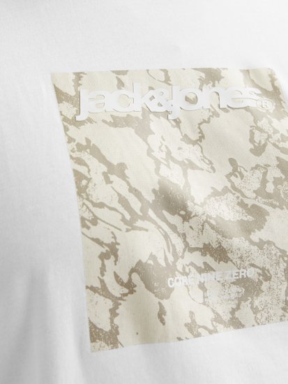 Jack & Jones Tarmac Camo Crew Neck T-Shirt Bright White - Pólók - Nagyméretű pólók - 2XL-14XL